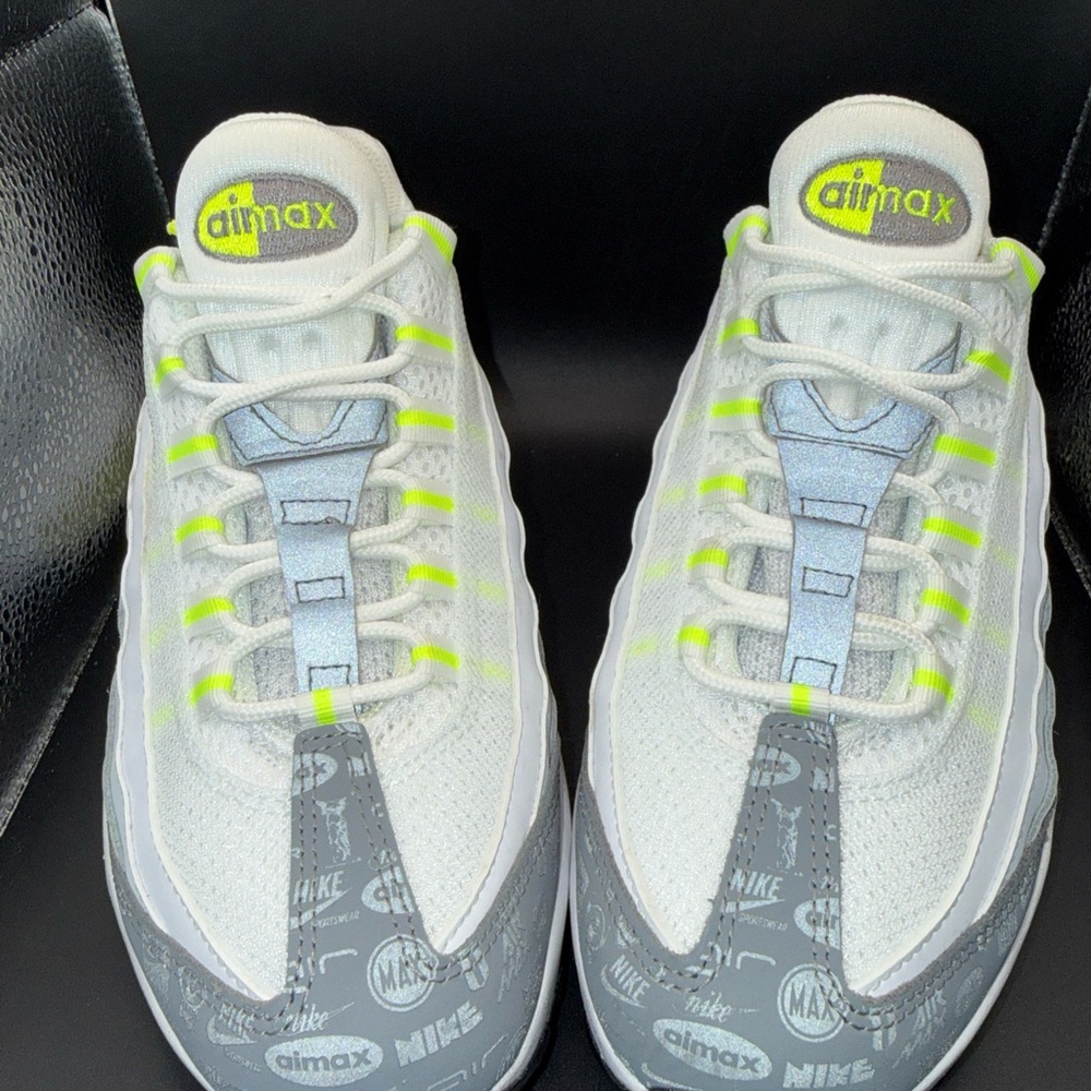 Size 6.5Y - Nike Air Max 95 Recraft Low Logos Pk -White Neon, DJ3341-100, No Box